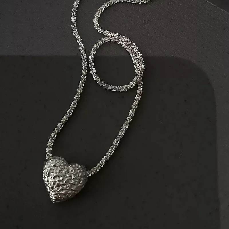 

Ожерелье в форме сердца с текстурой лавы, женская цепочка на ключицу со звездой, ожерелье с крестом