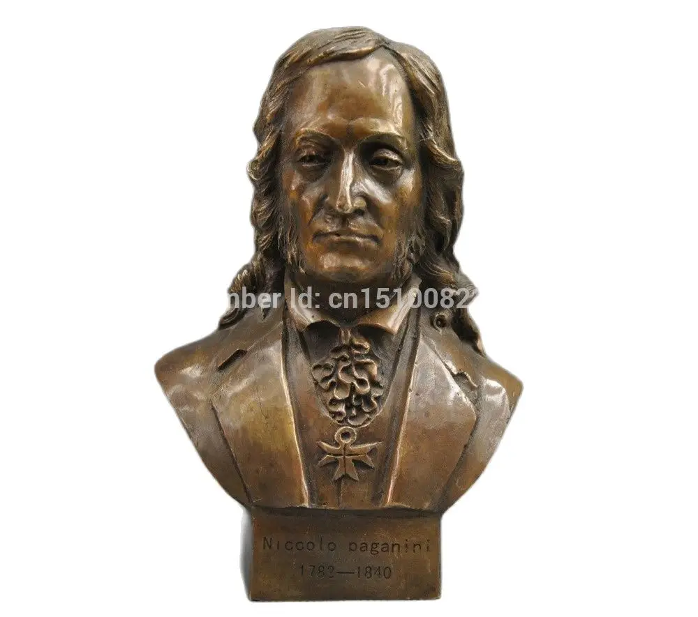 

25CM Italian Great Musician Niccolo Paganini Bust Bronze Statue