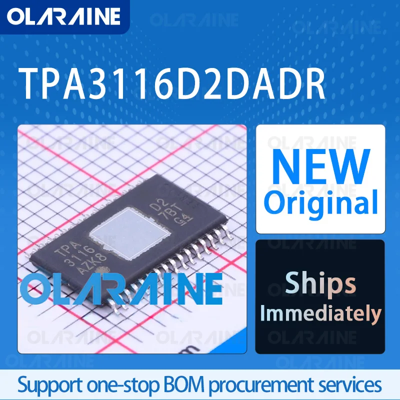 5/10/100Pcs TPA3116D2DADR HTSSOP-32 original ic chip Audio amplifiers RoHS Output power: 50 W 4 Ohms Voltage - 26 V