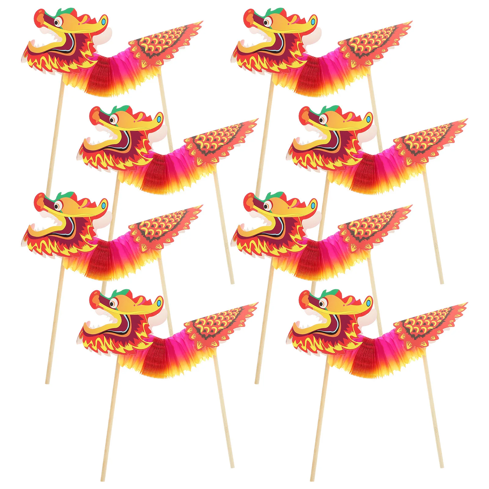 

New Year Party Decorations 2023 8pcs Dragon Garland Handheld Photo Props Creative Festival Fun Decor for Home and Event