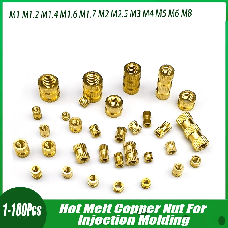 

M1 M1.2 M1.4 M1.6-M8 Brass Insert Nut Hot Melt Heat Knurled Embed Injection Copper Insertnut 3D Print Plastic Board Nuts Inserts