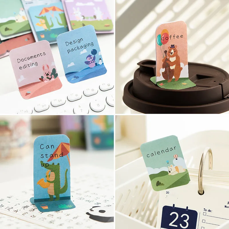 동물 파티 양면 편의 스티커 크리 에이 티브 만화 3 차원 n 시간 스티커 라벨 Stickable