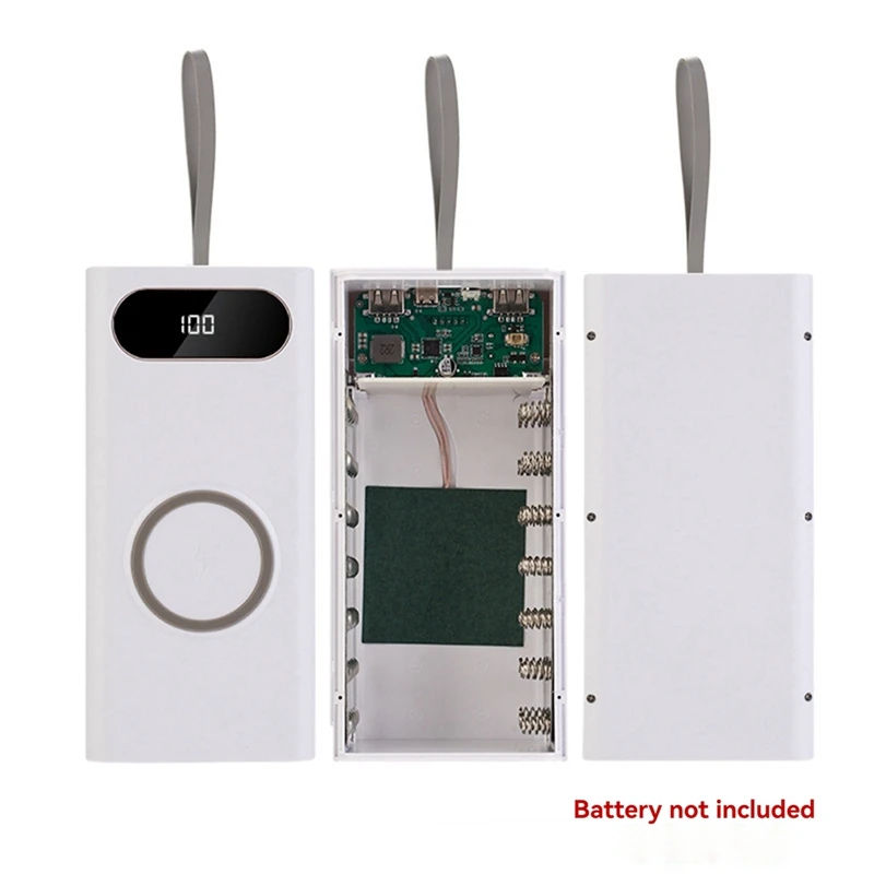 لتقوم بها بنفسك 18650 صندوق بطارية شحن سريع 22.5 واط مع شحن لاسلكي 15 واط وشاشة الكريستال السائل مجموعة صندوق الطاقة المحمول القابل للفصل