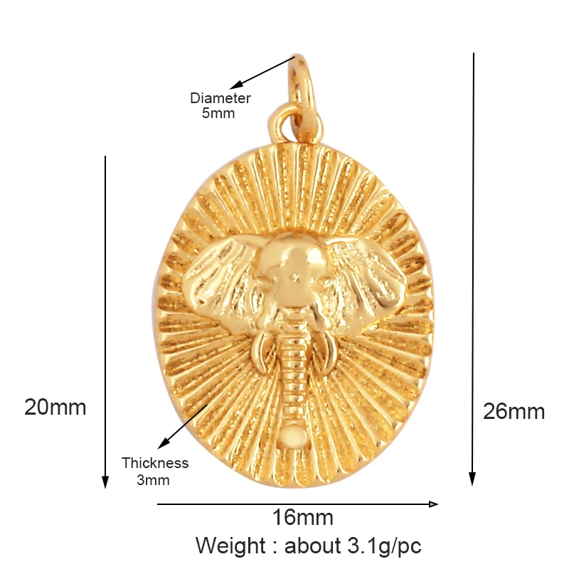 Animal Cow Ox Head Colourful Charm Pendant,18K Gold Plated Cubic Zirconia Necklace Bracelet for Jewelry Findings Supplies M62