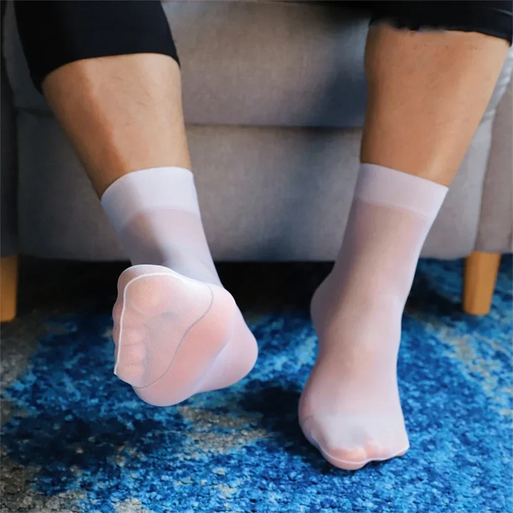Men Summer Socks Short High Stretch Ultra-thin Silky See Through Stockings Business dress Stockings Breathable Soft Sports Socks