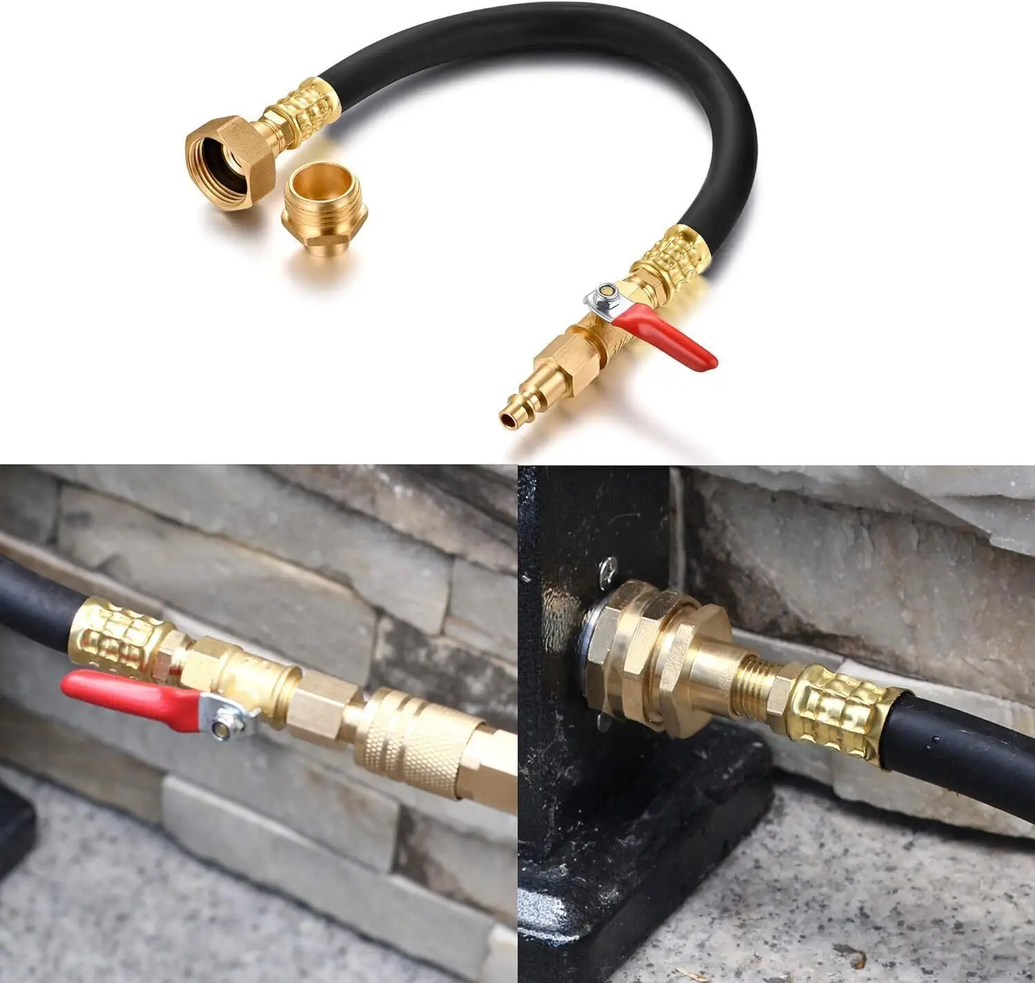 고품질 12인치 캠퍼 겨울 보호 키트 블로우아웃 차단 밸브 어댑터 호스 수도꼭지 RV 트레일러 정원 호스 캠퍼 VH-0328