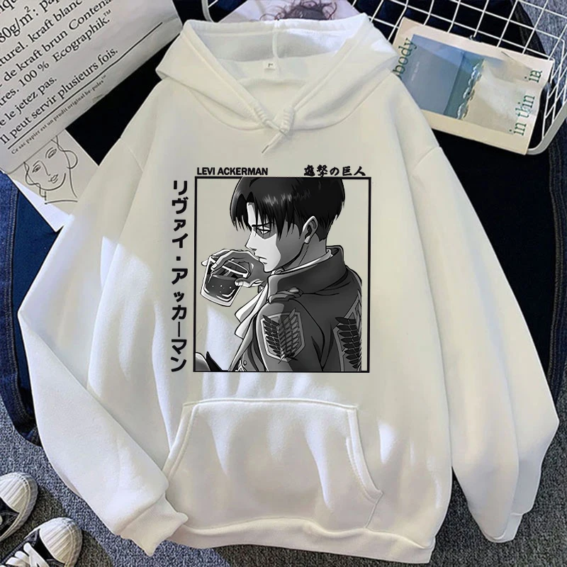 New Fashion Personality Hoodies Levi Ackerman Printing Hooded Pullover Women Men Casual Long Sleeve Sweatshirts Tops