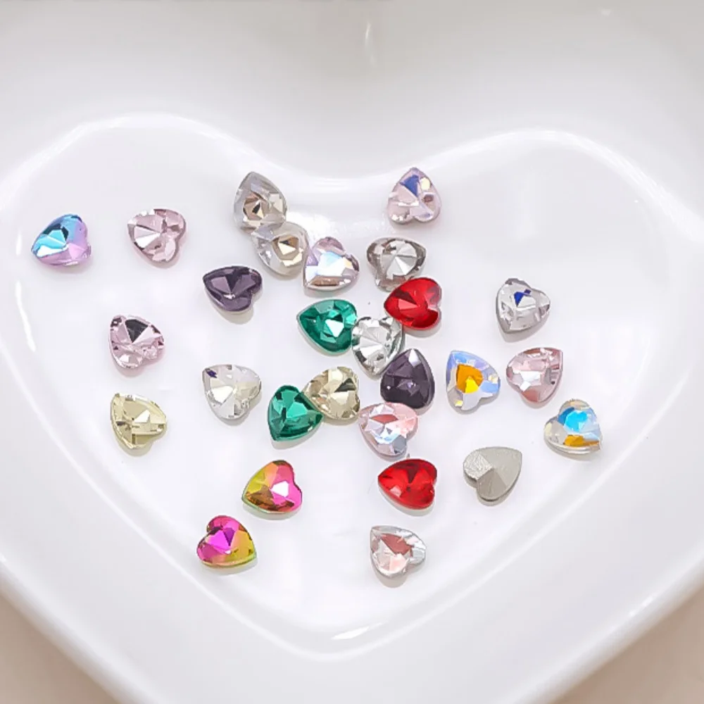 100pcs/pack 4mm pointed bottom heart jewelry with super sparkling illusion crystal peach heart mini diamond nail matching