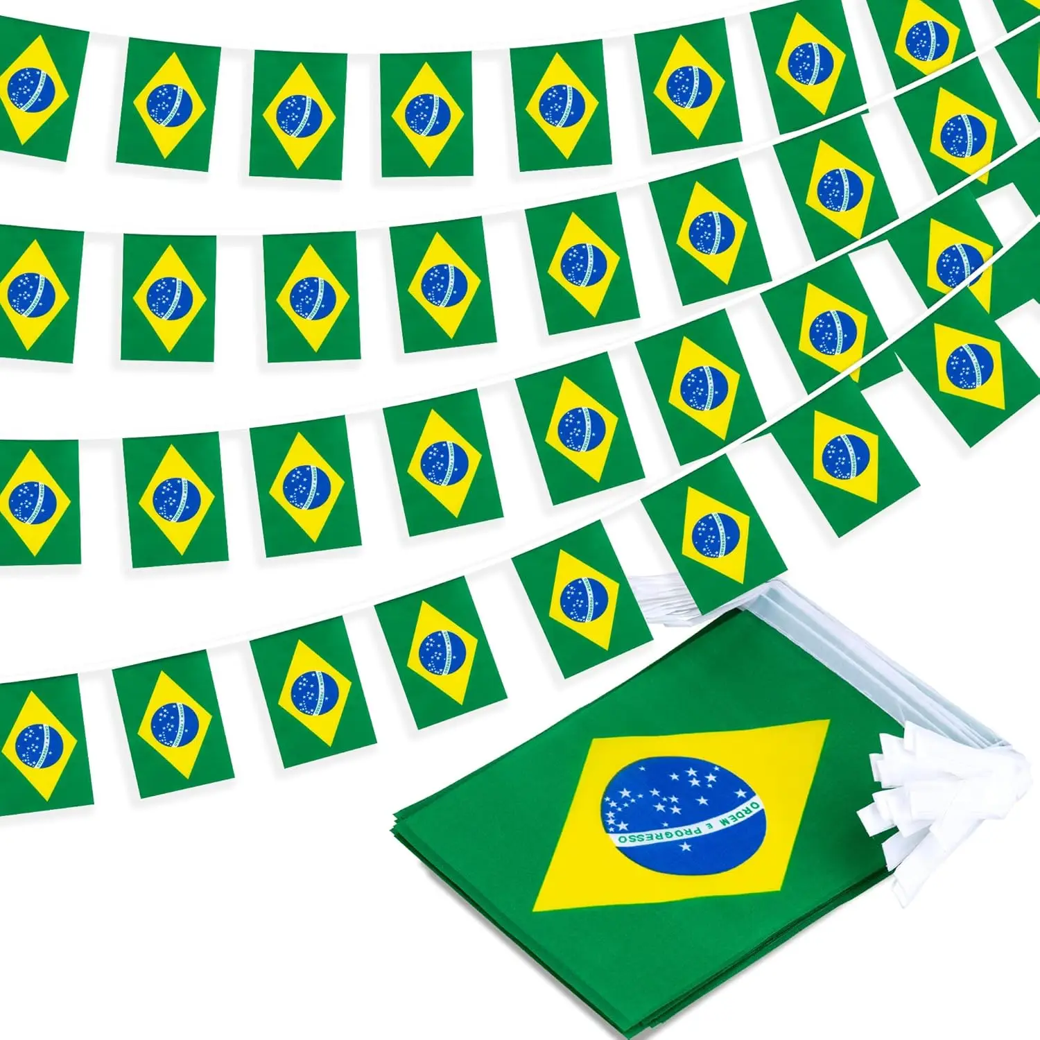 Flagnshow 100% Polyester 14*21cm 12 Pcs Brazil Bunting Flags