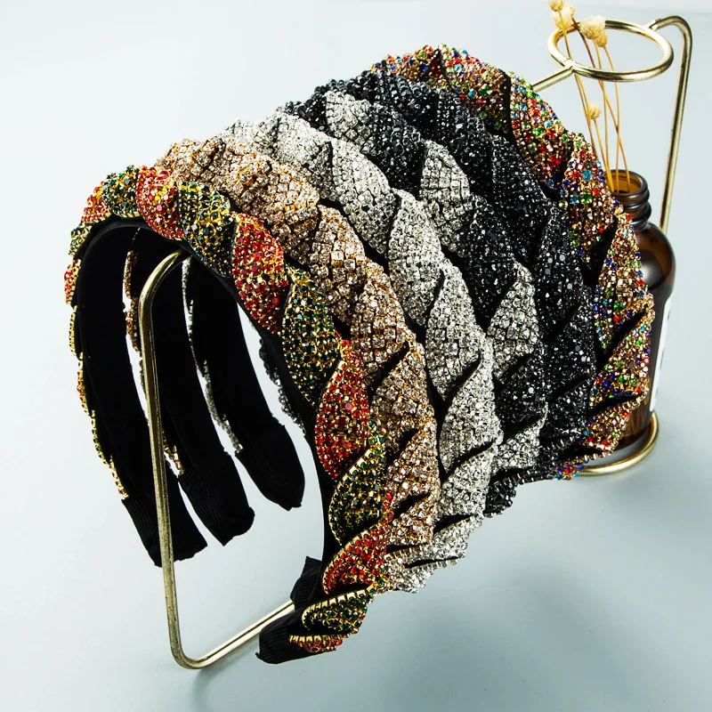 

European and American Retro Colorful Rhinestone Claw Chain Cross Wrapped Headband Prom Hair Accessories