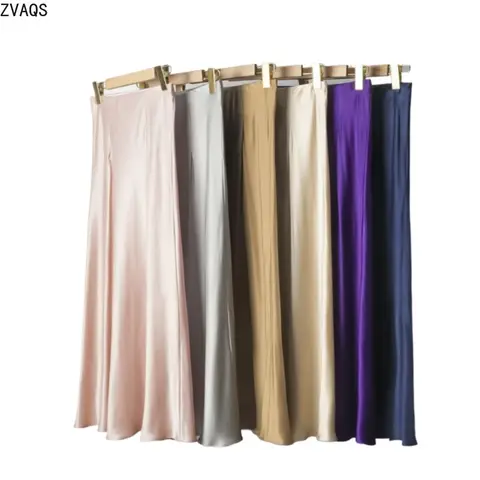 ZVAQS 100% Natural Mulberry Silk Skirt Luxury Satin Summer Skirts New Arrivals Mermaid Long Skirt Woman Clothing 2025 Jupe Femme