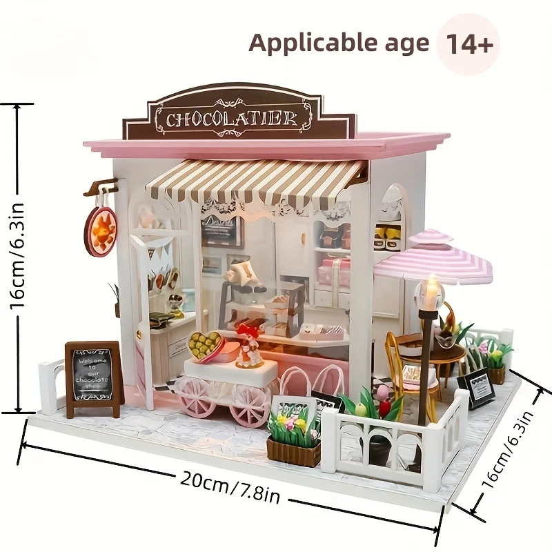 1pc,Diy Wooden Doll House,Assembly Model Kit,3d Puzzle, Birthday Christmas Gifts for teenagers and adults,Home Decor Micro Model