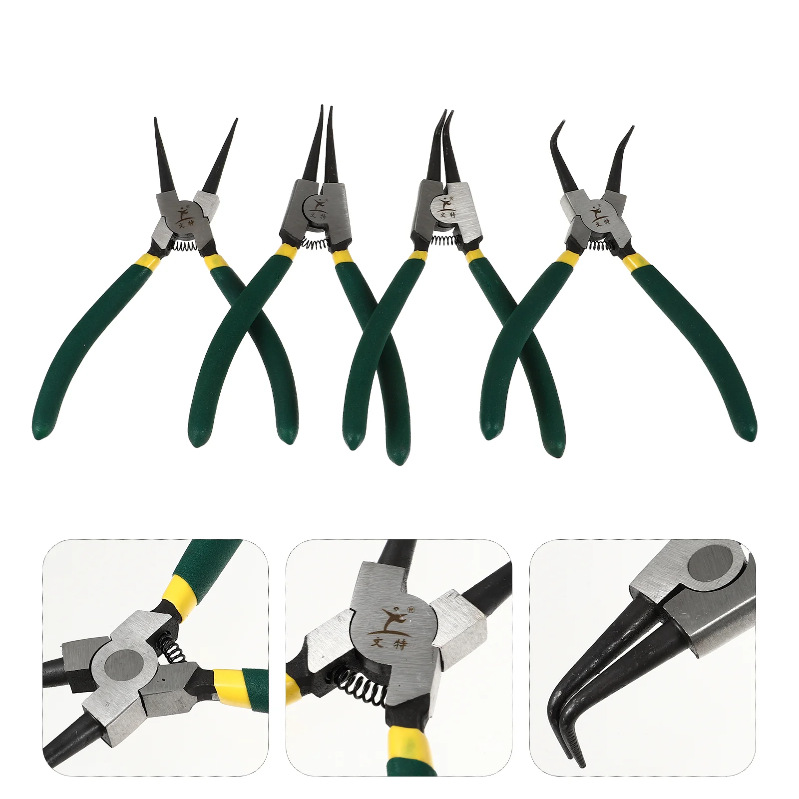 4 Pcs Circlip Pliers Internal External Kit Spring Loaded Heavy Duty Carbon Steel