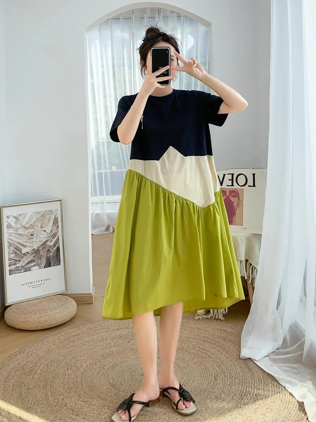 Spécial grande taille en mousseline de soie Dr femmes Materni grande taille Ele jupe Midi ourlet large décontracté été ort Sve