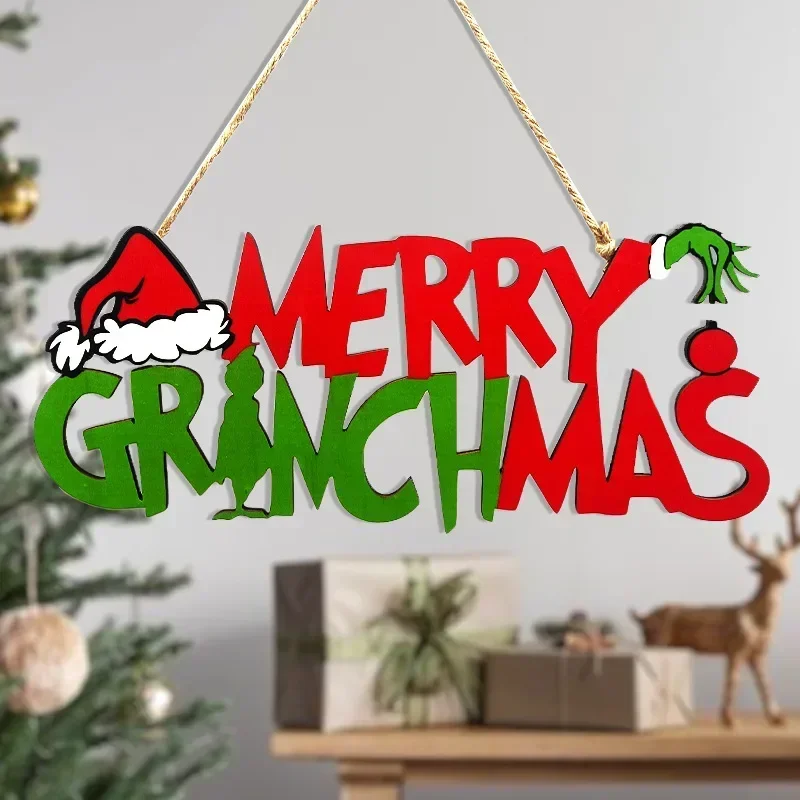 Natale in legno appeso ornamenti per l\'albero di Natale porta d\'ingresso decorazioni per feste