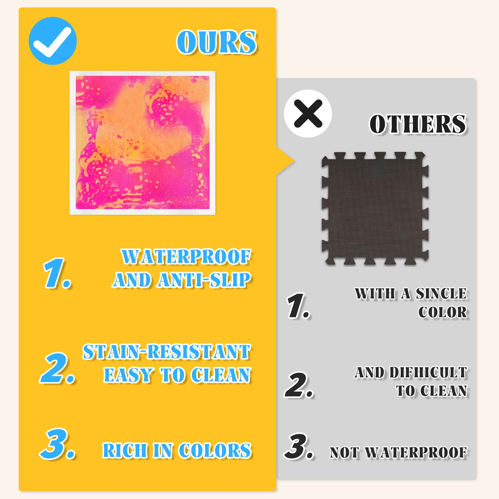 แผ่นกระเบื้องสัมผัสสำหรับเด็ก แผ่นสัมผัสเพื่อการเรียนรู้สำหรับเด็กออทิสติก เหมาะสำหรับพื้นที่สำรวจทางประสาทสัมผัสของเด็ก