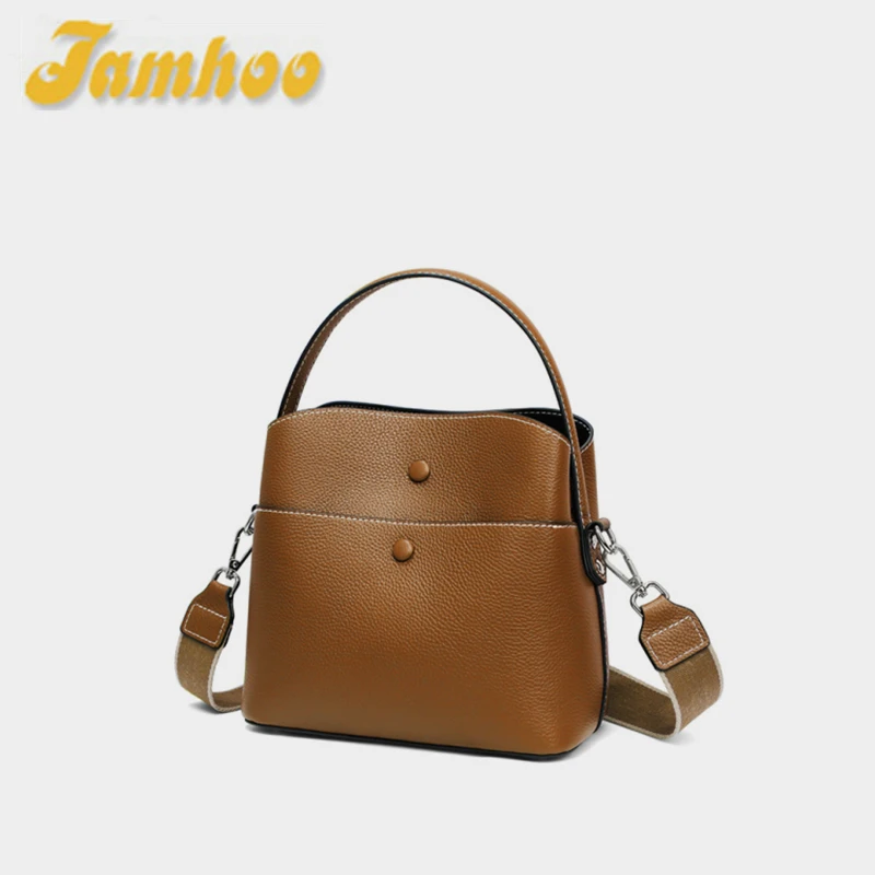 

Jamhoo Solid Color Handbags Quality Leather Women's Bucket Bag 2024 New All-match Female Crossbody Shoulder Bags For Women Bolsa