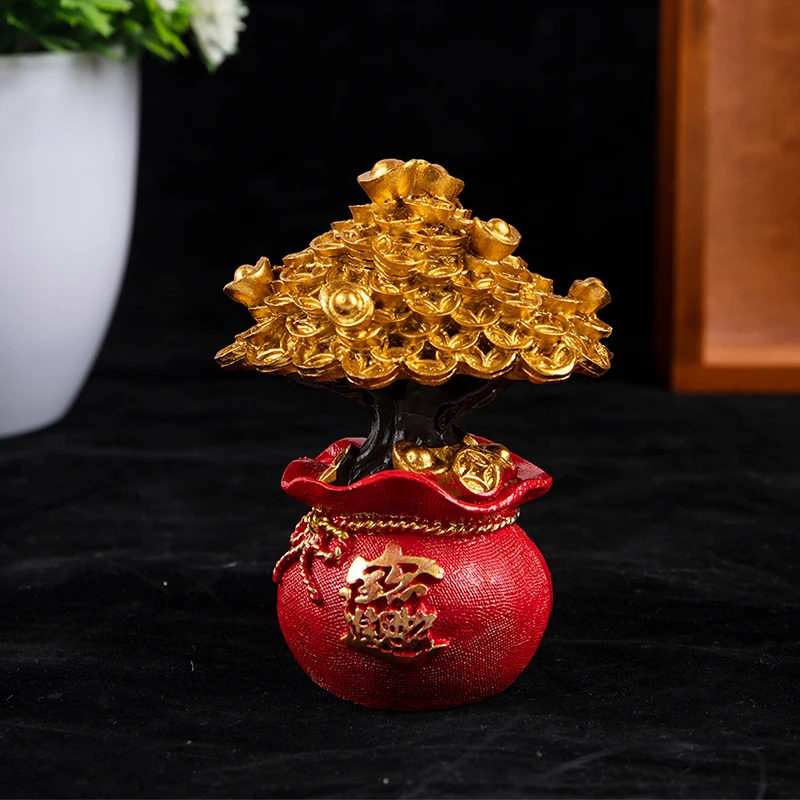 Feng Shui Decor Money Tree Wealth And Good Luck Blessing Bag Tabletop Decoration