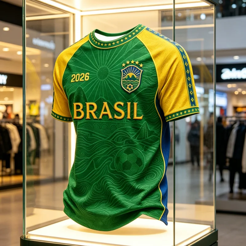 2026 Brazil Themed Fan Printed Football Shirt, Casual and Comfortable Sports Breathable Quick Drying Parent-child T-shirt
