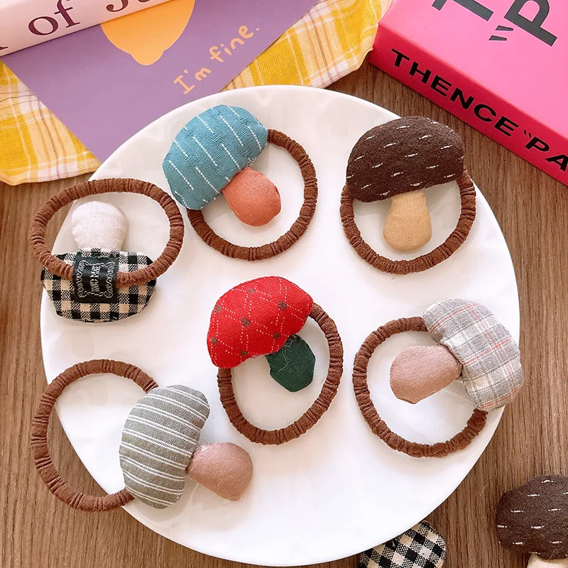 Cute Cloth Mushrooms Hairpins Hair Rope Ring Children Girls Kid Hair Clip Band Barrettes Accessories Hairclip Headwear Headdress