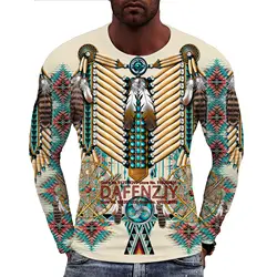 American Indians Culture 3D T Shirt For Men Design Printed Long Sleeve Fashion Hip Hop O-neck Tops Abstract Harajuku Men's Shirt