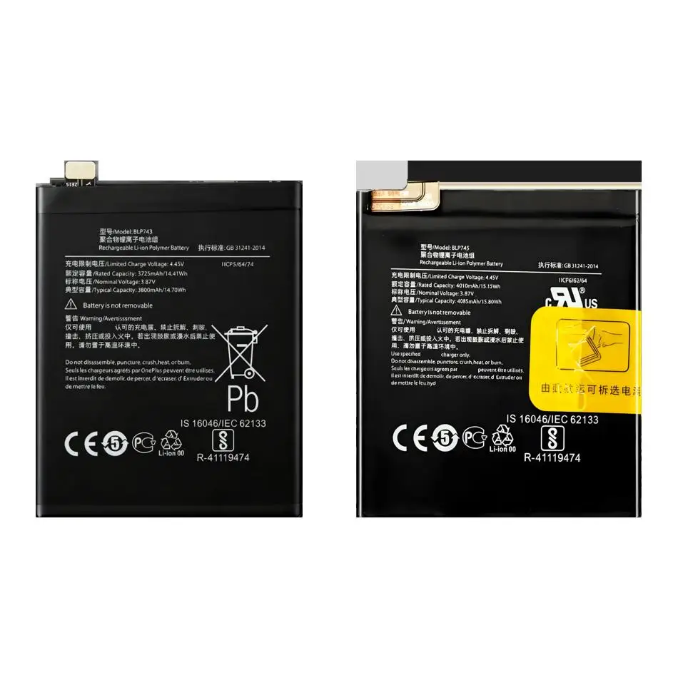 

Mobile Phone Battery High-Capacity BLP743 BLP745 3800-4085mAh For Oneplus 7T One Plus Pro