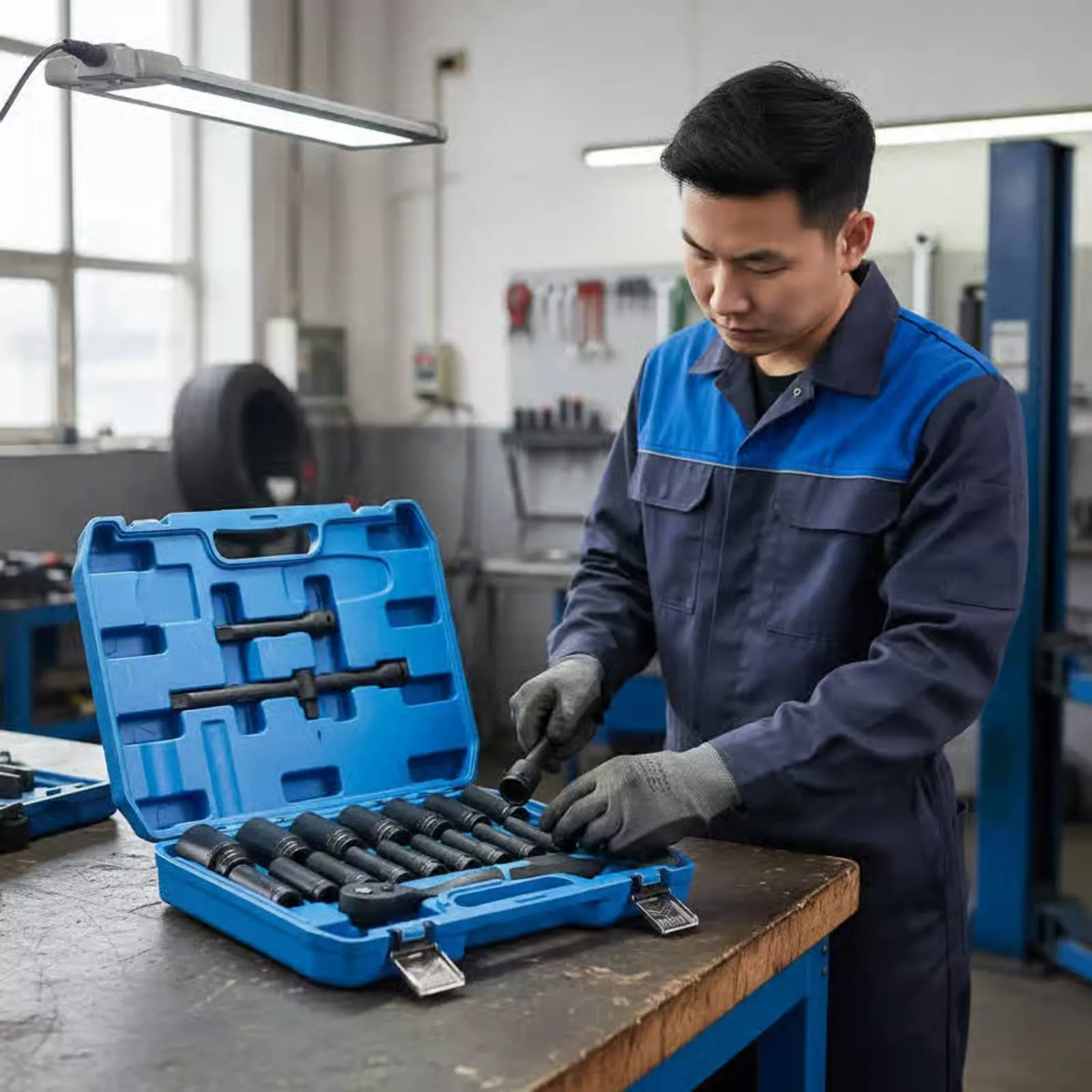 

22 Pieces 22-Piece Ratchet and Socket Kit Air-Powered Wrench Socket Set Mechanic's Equipment for Professionals