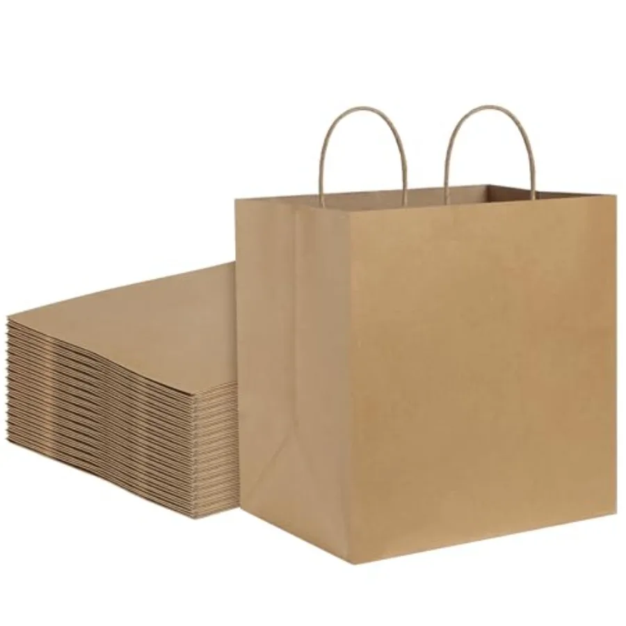 

Brown Paper Bags With Handles 12x7x12 Pcs - Kraft Shopping Merchandise Retail Takeout/To Go Wider-gusset Recycled Paper Gift Ba