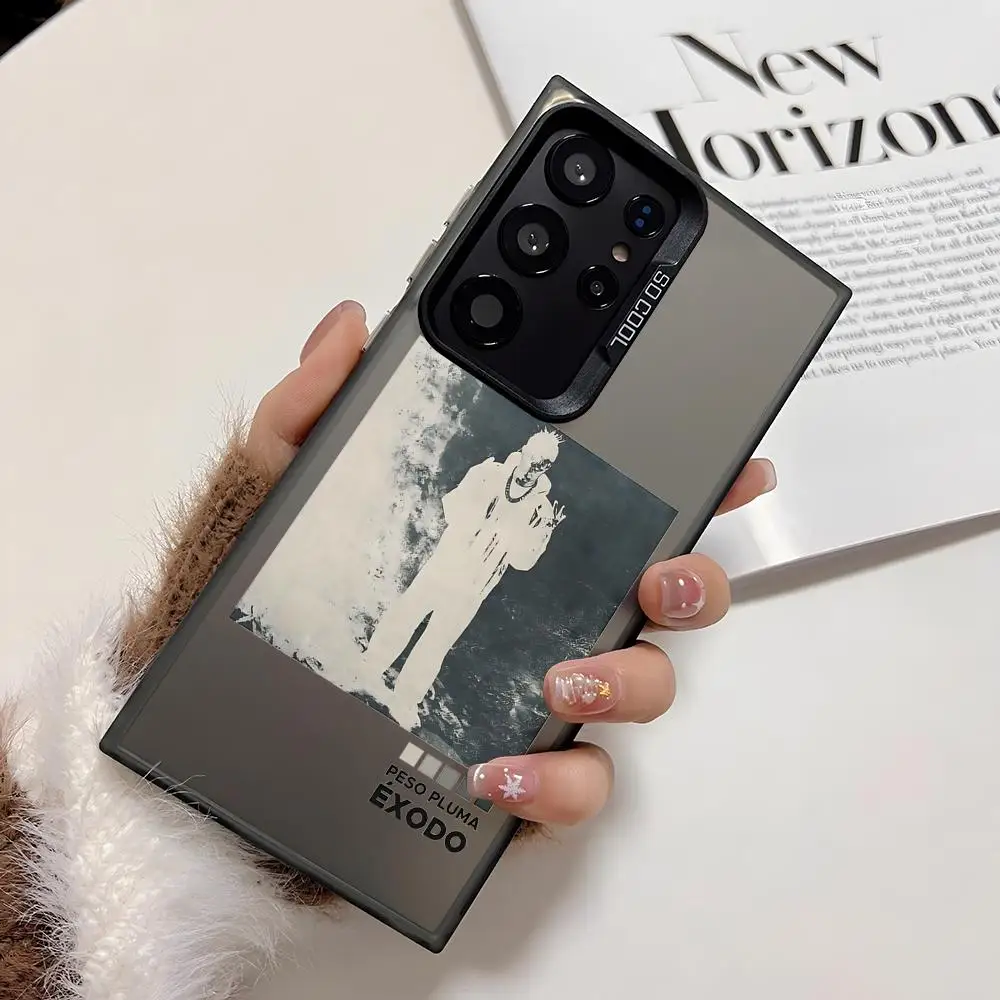 حافظة هاتف Pop P-Peso Pluma لهاتف سامسونج جالاكسي S25 Edge S24 S23 S22 S21 S20 Ultra Funda حافظة هاتف فضية ملونة من السيليكون
