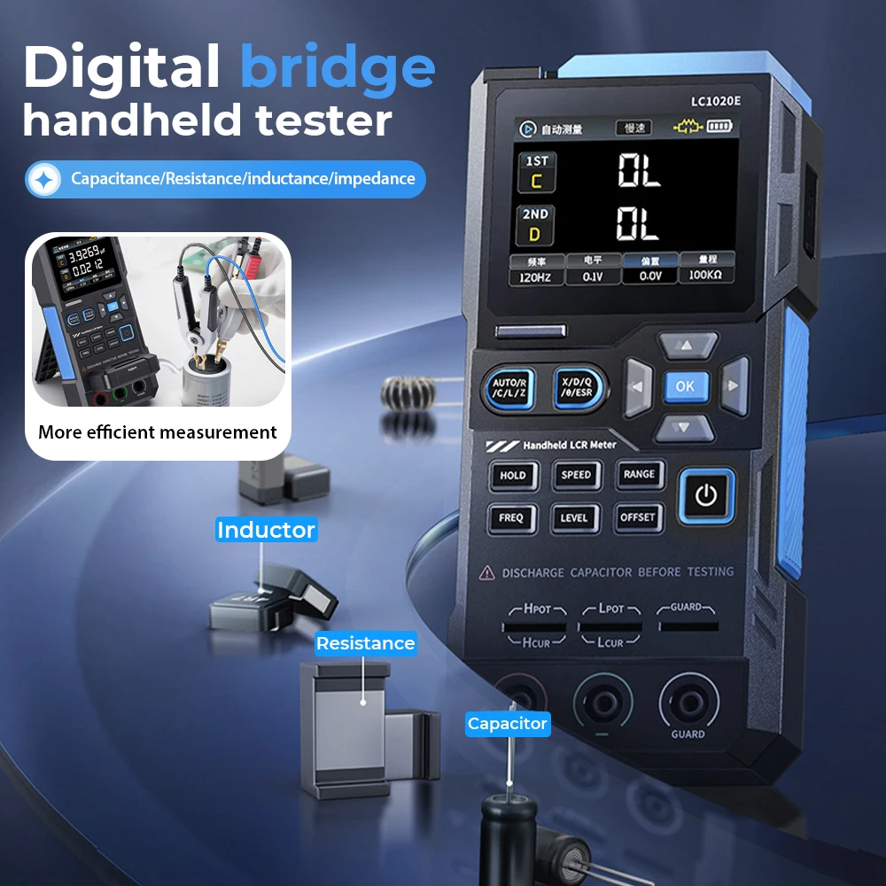 

LC1020E High Precision Digital Bridge LCR ESR Tester Resistance Capacitance Inductance Electronic Component Measurement