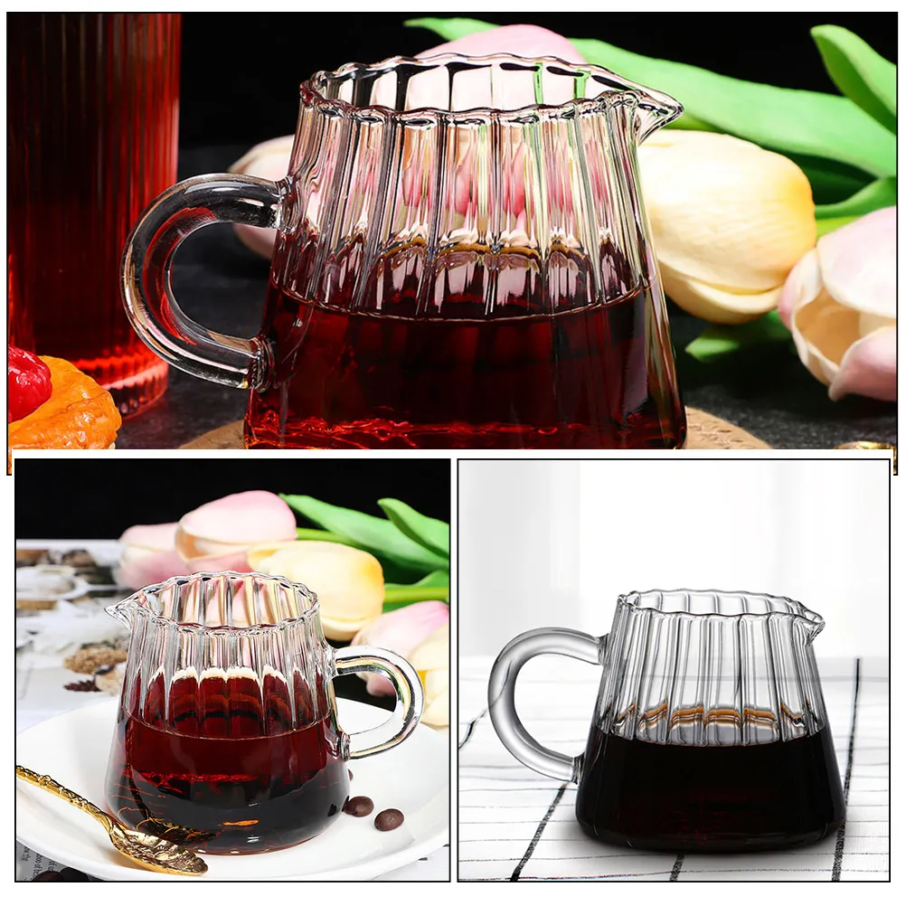 2Pcs Premium Glass Milk Pitcher for Coffee Frothing Creamer Container Latte Art Precision Pouring Dishwasher Safe 200Ml