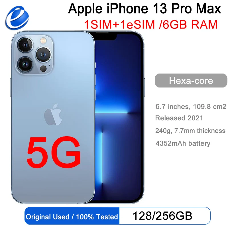 Original Apple iPhone 13 Pro Max 128GB 256GB ROM Genuine OLED A15 IOS Face ID NFC Unlocked 5G