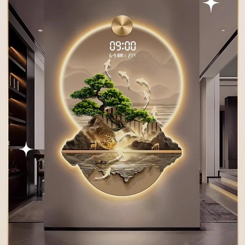 Modern Background Landscape Painting LED Wall Lamp For Living Room Corridor Home Decoration Mural Light Remote Control Lighting