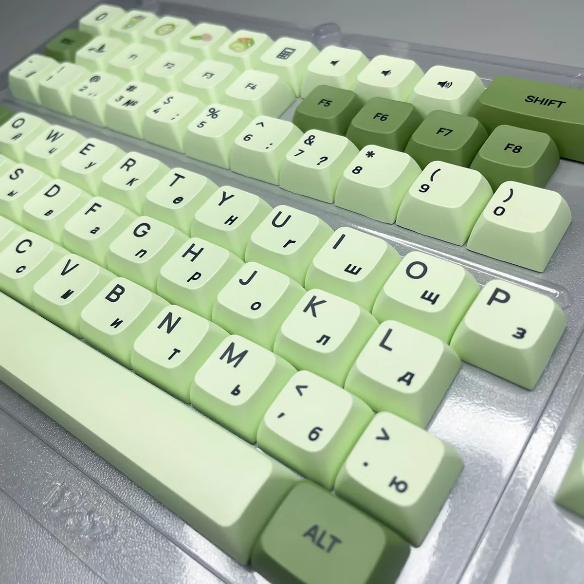 Russian Key Cap Sublimation Transfer Printing Beige Matcha Color XDA Profile Keycaps for Mechanical Keyboard