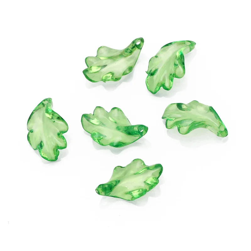 11-41mm Green Transparent Leaf Shape Acrylic Beads Pendant Loose Bead For DIY Jewelry Making Necklace Bracelet Charm Accessories