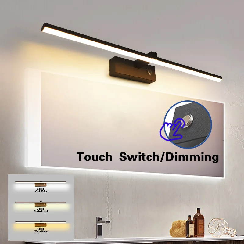 Dimmbare LED-Wandleuchten für den Innenbereich mit Touch-Ein-/Ausschalter, LED-Wandbildleuchten für das Badezimmer, Wandlampen für Galerien, fest installiert.
