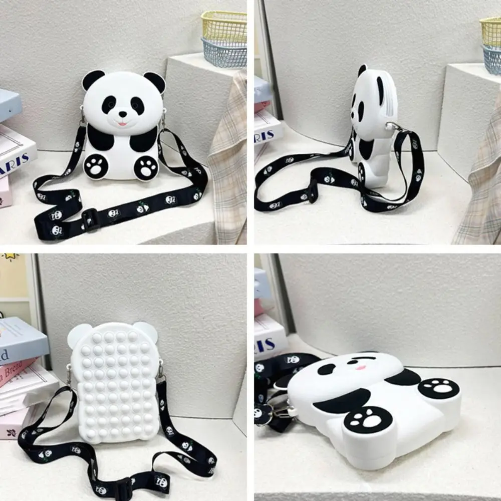 Soft Cartoon Panda Crossbody Bag Multifunctional Animal Panda Silicone Bag Y2K Card Holder Cartoon Coin Purse Ladies