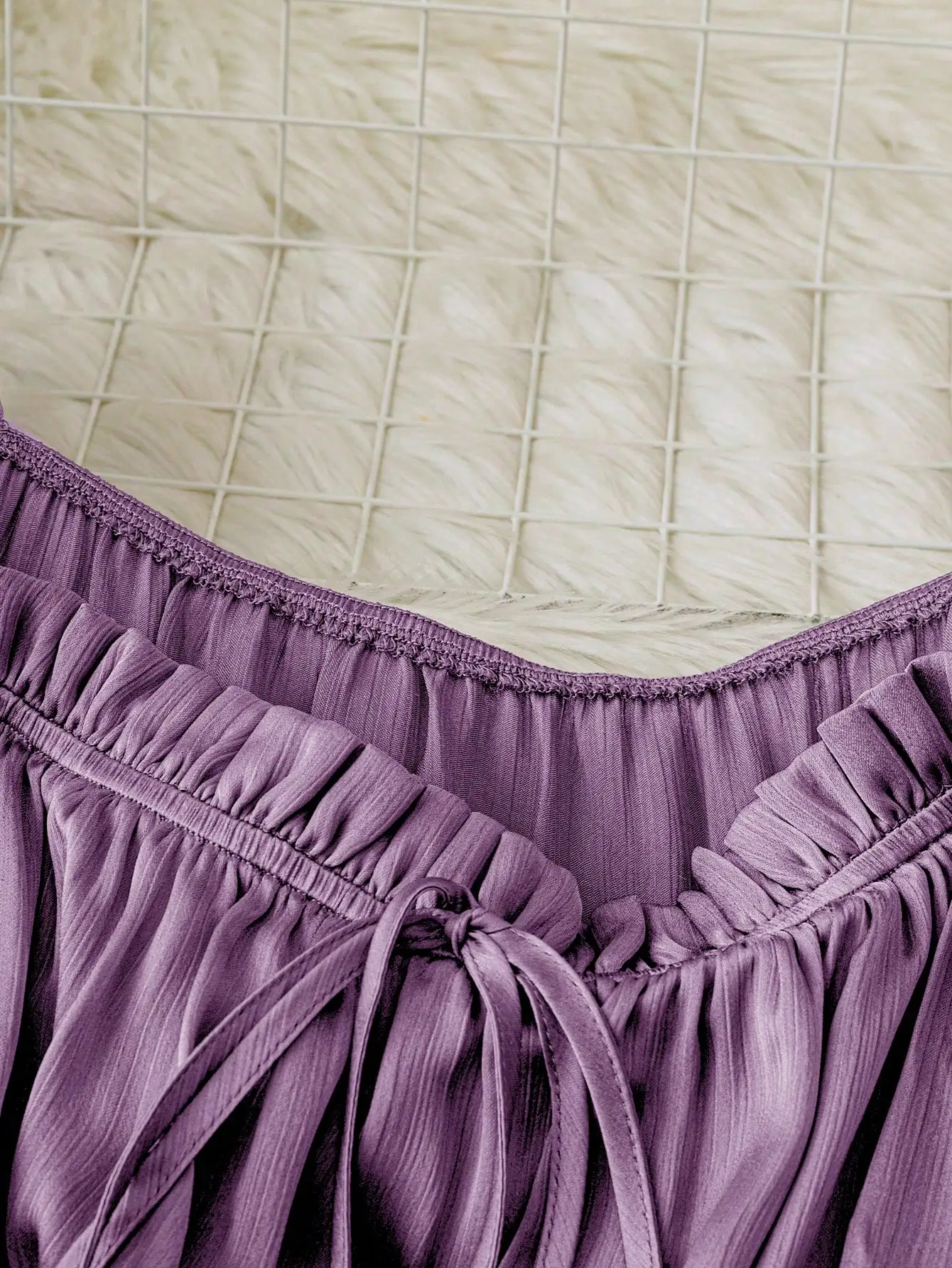 Elegant Purple Pleated Top - A-Line Waist Design with Flared Sleeves for Slimming Effect Plus Size Women's Fashion view 6