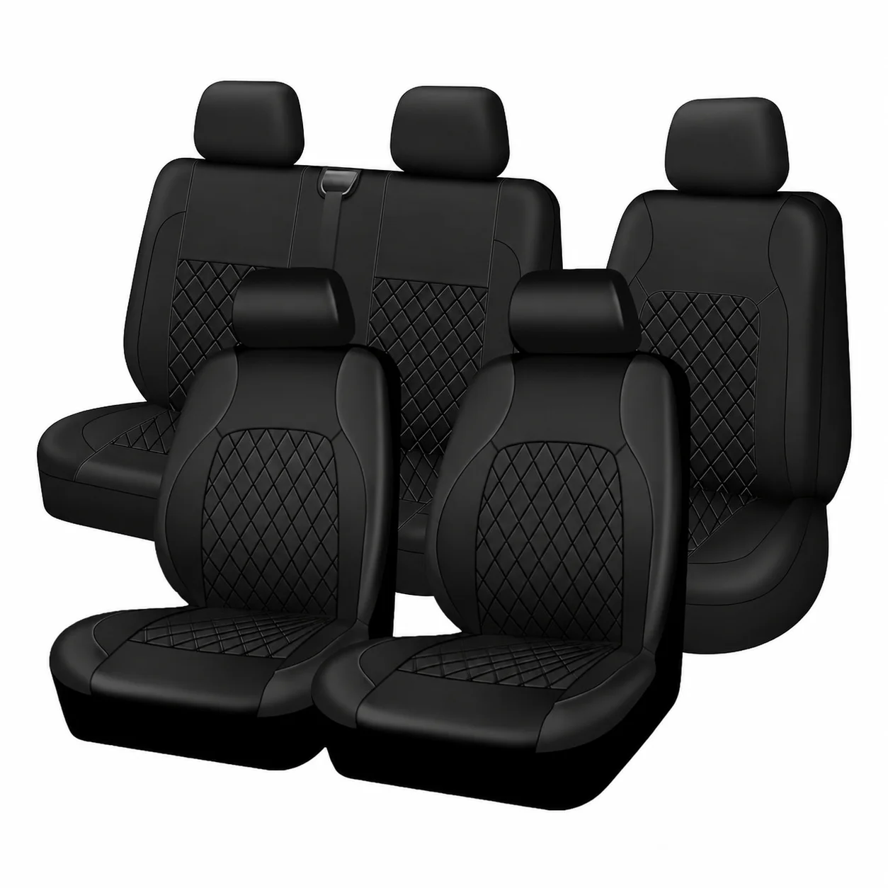 PU material car seat cover front seat cover+rear seat cover arranged in a 2+1 configuration