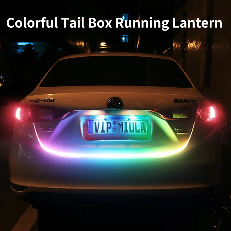 1.2M/1.5M Car Rear Trunk Tail Light Dynamic Streamer Floating LED Strip Waterproof Auto Additional Brake Turn Signal Lamp 12V