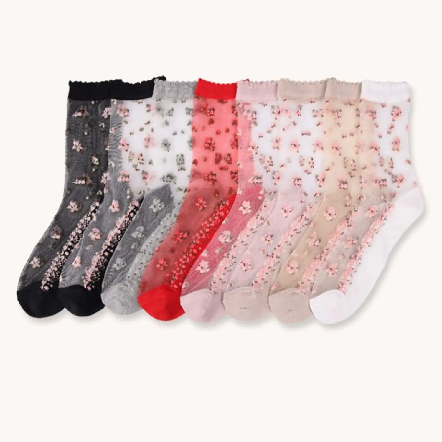 

Женские милые ультратонкие носки, женские дышащие прозрачные носки с кристаллами, милые сетчатые носки с цветочным принтом, летние мягкие шелковые кружевные носки