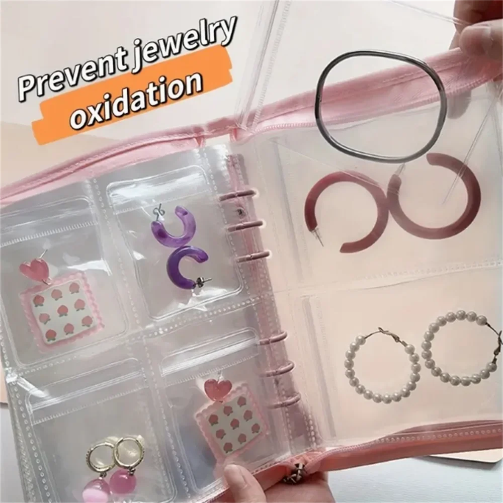 Anti-oxidation Jewelry Storage Box Jewelry Sealed Bag Four Grid Portable Loose-leaf Zipper Storage Booklet Comes With 70 Bags