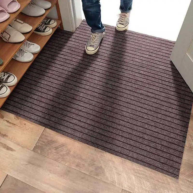 DIY Washable Non-slip Kitchen Mat Doormat Long Corridor Carpet Bathroom Hallway Entrance Solid Color Stripe Kitchen Rug