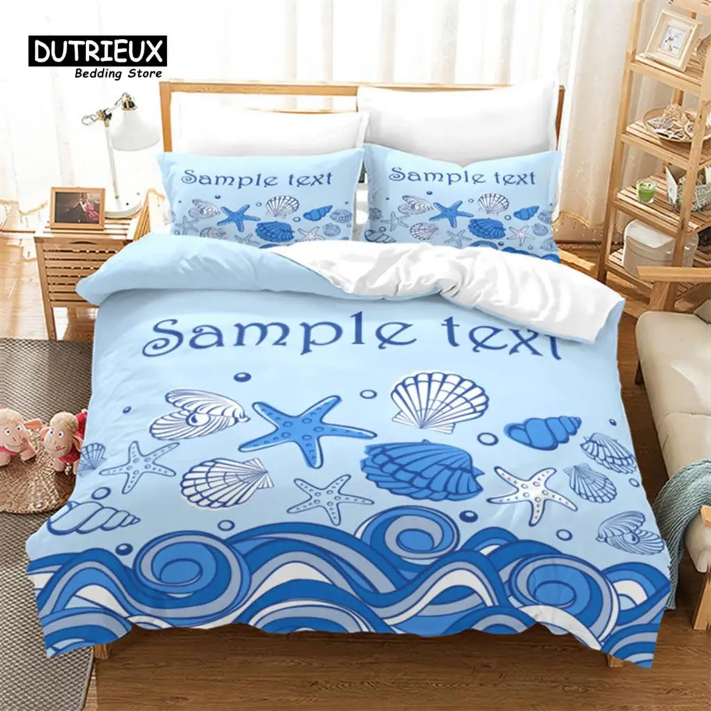 

Seashell Starfish Duvet Cover Beach Theme Bedding Set Microfiber 3D Waves Comforter Cover For Kids Teens Girls Boys Room Decor