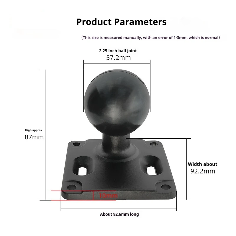 Pelat 75x75VESA dengan Adaptor Bola Aloi Aluminium Kepala Bola 2.25 "untuk Traktor/Forklift/Ambulans Tugas Berat untuk Dudukan Ram