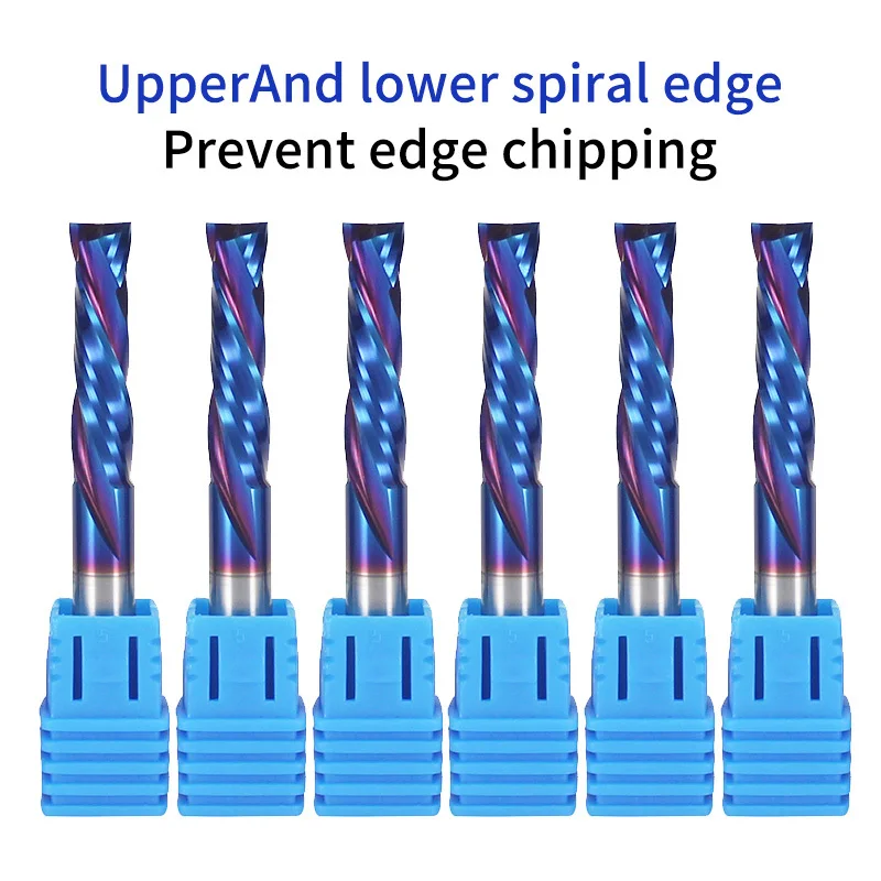 JRDS Nano Coated Compression Spiral Router Bit | Double Flute Up-Down Cut Carbide End Mill for Woodworking