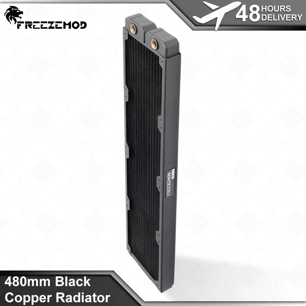 

48CM Copper Radiator FREEZEMOD PC Liquid Cooling Row 480mm Black Heat Sink Exchanger Row 14 Flat Fins 12CM Fan Bit Cooler