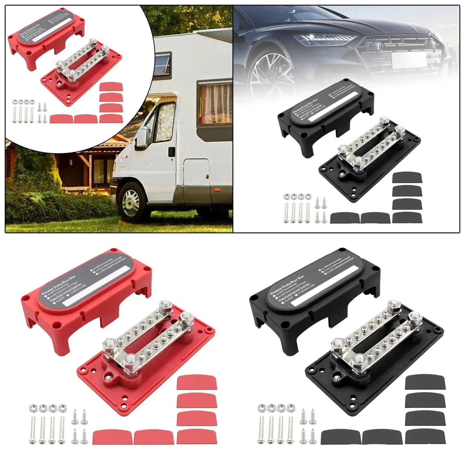 

Bus Bar Power Distribution Block with Removable Cover Easy Installation Junction Block 48V 150A for Marine Truck RV Vehicle