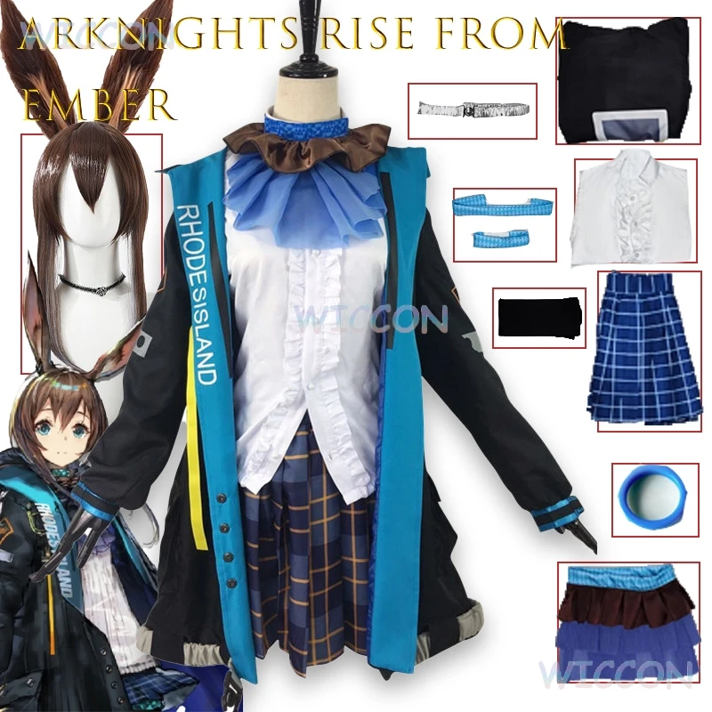 

Arknights Rise from Ember Amiya Cosplay Costume Rhodes Island Outfit With Ears Wig And Tail Full Set Anime Game Character Dress