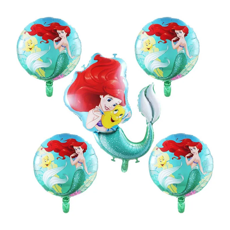 Juego de globos de aluminio de La Sirenita de Disney, decoración para fiesta de cumpleaños, princesa Ariel, Baby Shower, 50 piezas